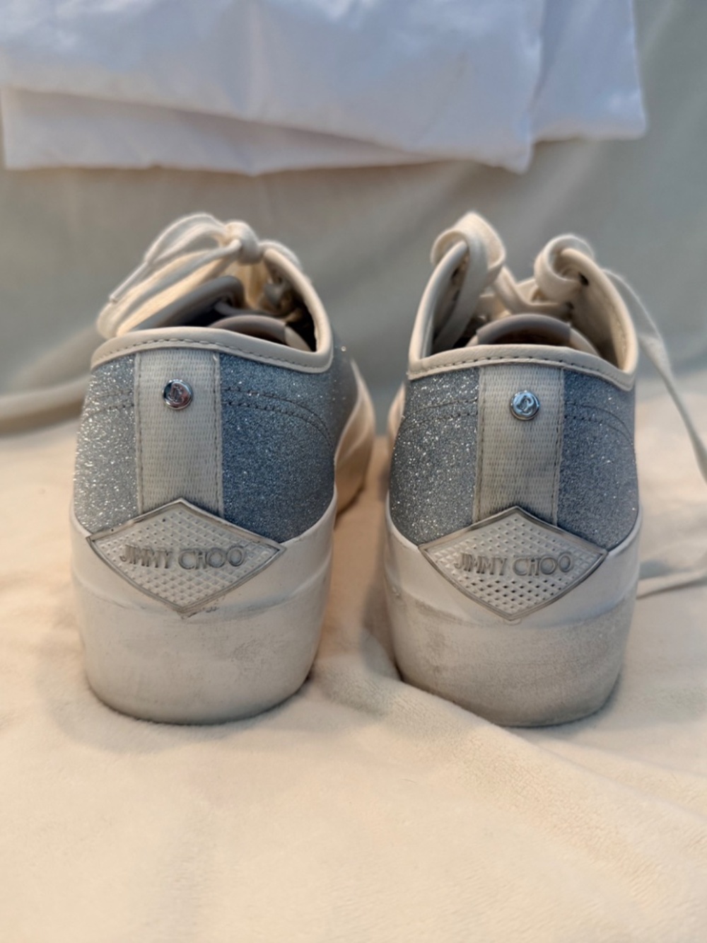 Jimmy Choo Glitter Silver Sneakers - Picture 4 of 11
